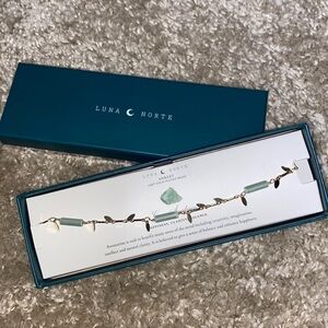 Luna Norte Green Aventurine 14 Kt Gold Plated Brass Anklet